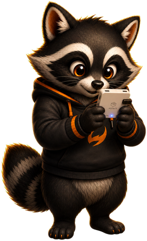 AxeForge raccoon flashing an M5Stack Core2 over USB