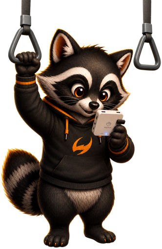 AxeForge raccoon reading on the go